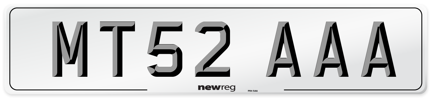MT52 AAA Number Plate from New Reg